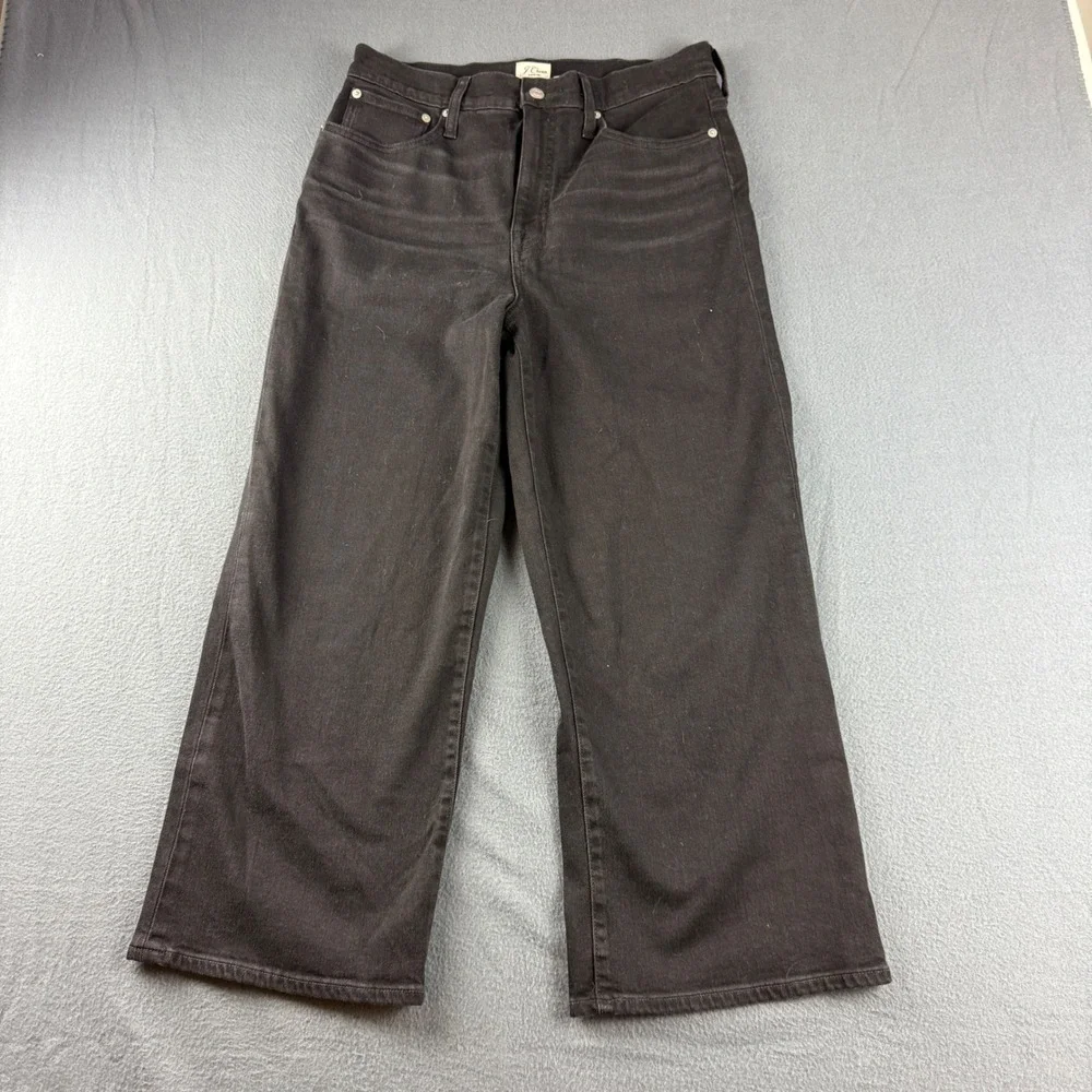 J Crew Jeans Women's 30 Black Slim Wide Leg Stretch Y2K Baggy Hipster Relaxed